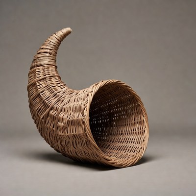 Wicker Cornucopia on Gray Background