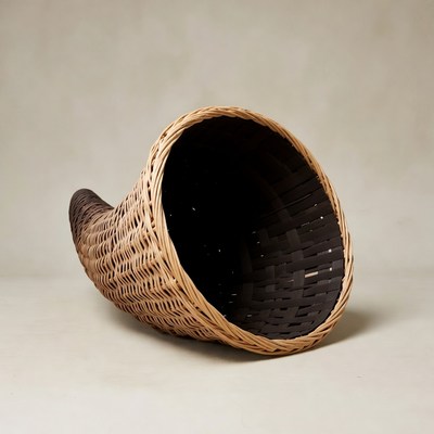Woven Cornucopia on Neutral Background
