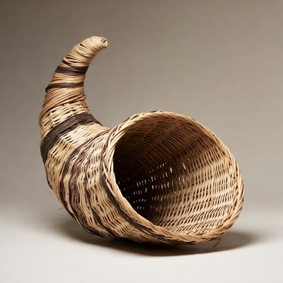 Wicker Cornucopia Horn Basket