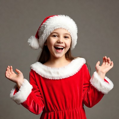 Girl in red Santa dress smiling