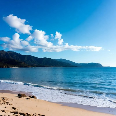 Ocean Beach with Mountains