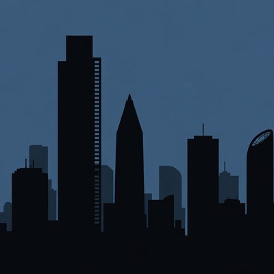 Silhouette City Skyline at Night