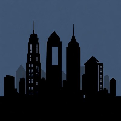 Silhouette City Skyline at Night