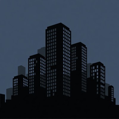 Silhouette City Skyline at Night