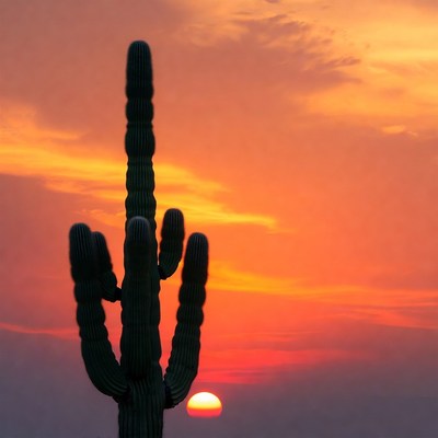 Saguaro Cactus at Sunset