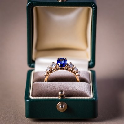 Sapphire Ring in Green Velvet Box
