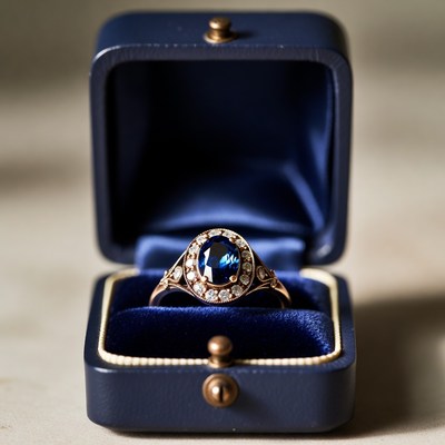 Sapphire Ring in Open Blue Box