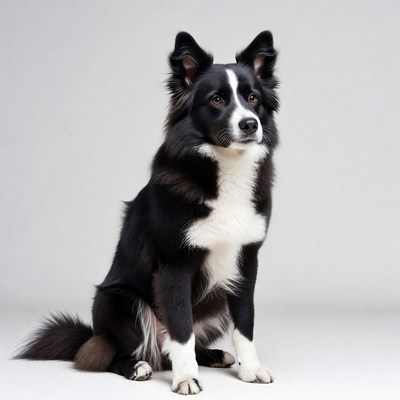 Black and white Border Collie sitting