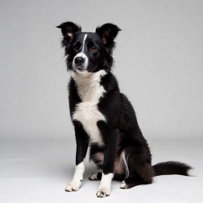 Black and white Border Collie sitting