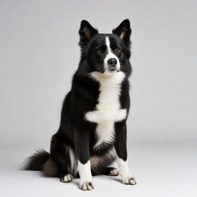 Black and white Border Collie sitting