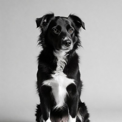 Black Border Collie sitting