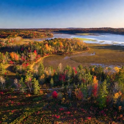 Autumn Foliage Over Marsh and River