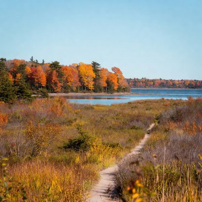 Autumn Trail by Lake