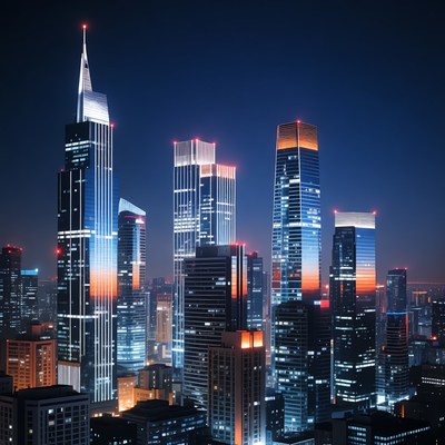 Vibrant Nighttime City Skyline