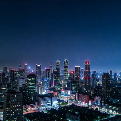 Vibrant Night Skyline Cityscape