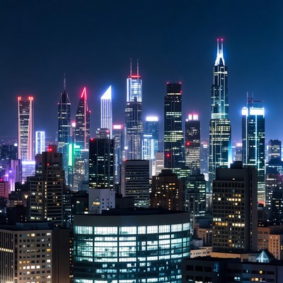 Vibrant Night Skyline Cityscape