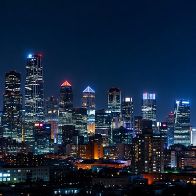 Vibrant Nighttime City Skyline