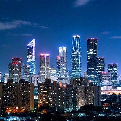 Vibrant Night Skyline Cityscape