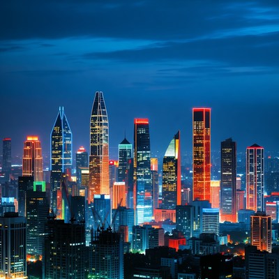 Vibrant Night Skyline Cityscape