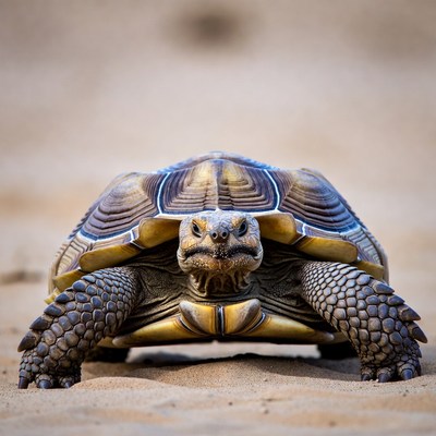 Sulcata Tortoise on Sand