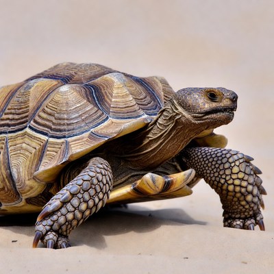 Sulcata Tortoise on Sand