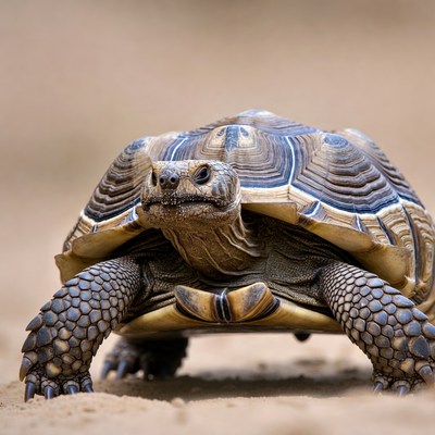 Radiated Tortoise on Sandy Ground