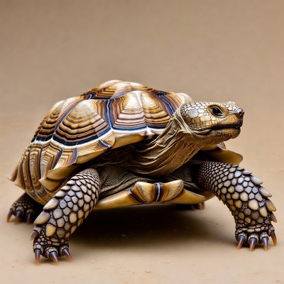 Radiated Tortoise on beige background