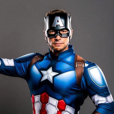 Man in Captain America costume