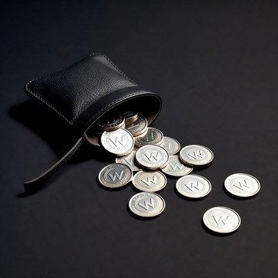 Black wallet spilling silver coins