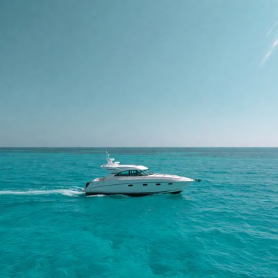 White yacht sailing turquoise ocean