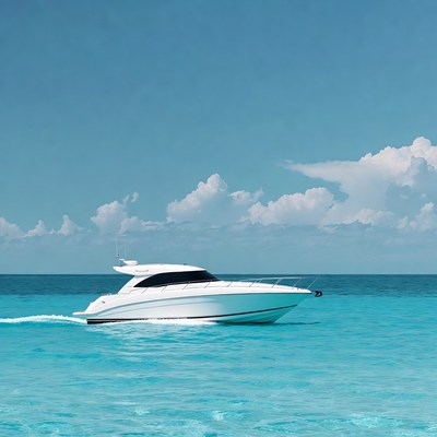 White Yacht Sailing in Turquoise Sea