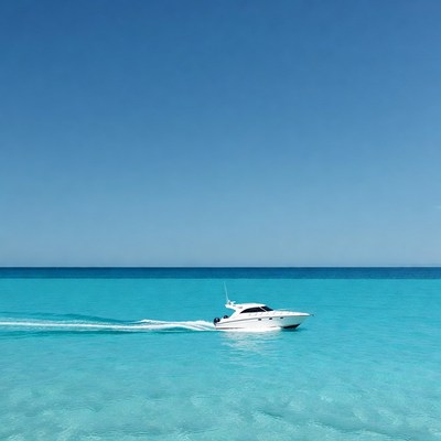 White Yacht Cruising Turquoise Ocean