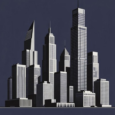 Silhouette City Skyline Illustration