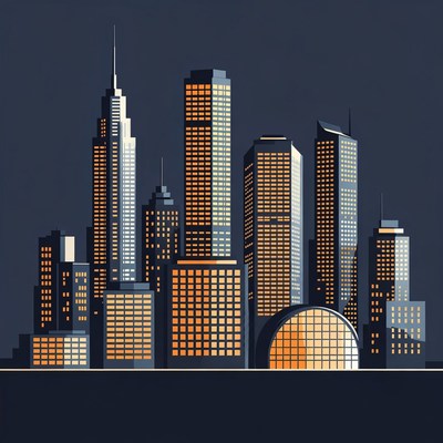 Illuminated City Skyline Illustration