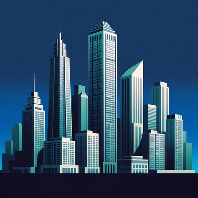 Modern Skyline Cityscape at Night