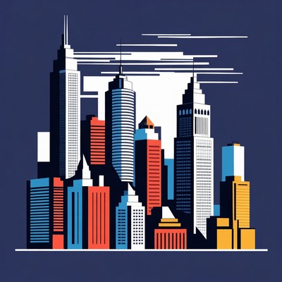 Colorful City Skyline Illustration