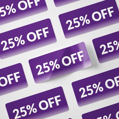 Purple 25% Off Discount Badges