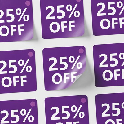 Purple 25% Off Sale Stickers