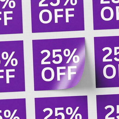 25% Off Purple Discount Stickers