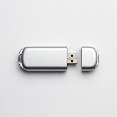 Silver USB flash drive open