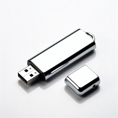 Shiny Silver USB Flash Drive