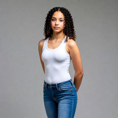 African-American girl in white tank top