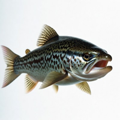 Brown Trout Fish on White Background