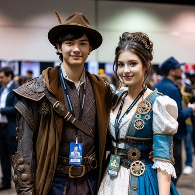 Steampunk Cosplay Couple at Convention