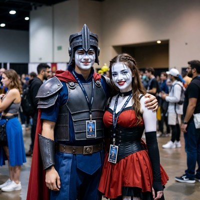 Cosplay Couple as Warrior and Harley Quinn