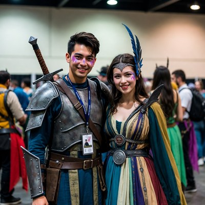 Asian couple in fantasy cosplay