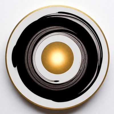 Black and Gold Swirl Ceramic Plate