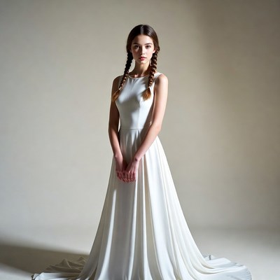 Girl in white dress with braids