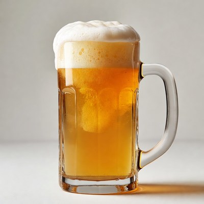 Beer mug with frothy foam