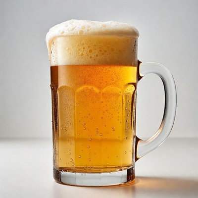 Foamy Beer Glass on White Background